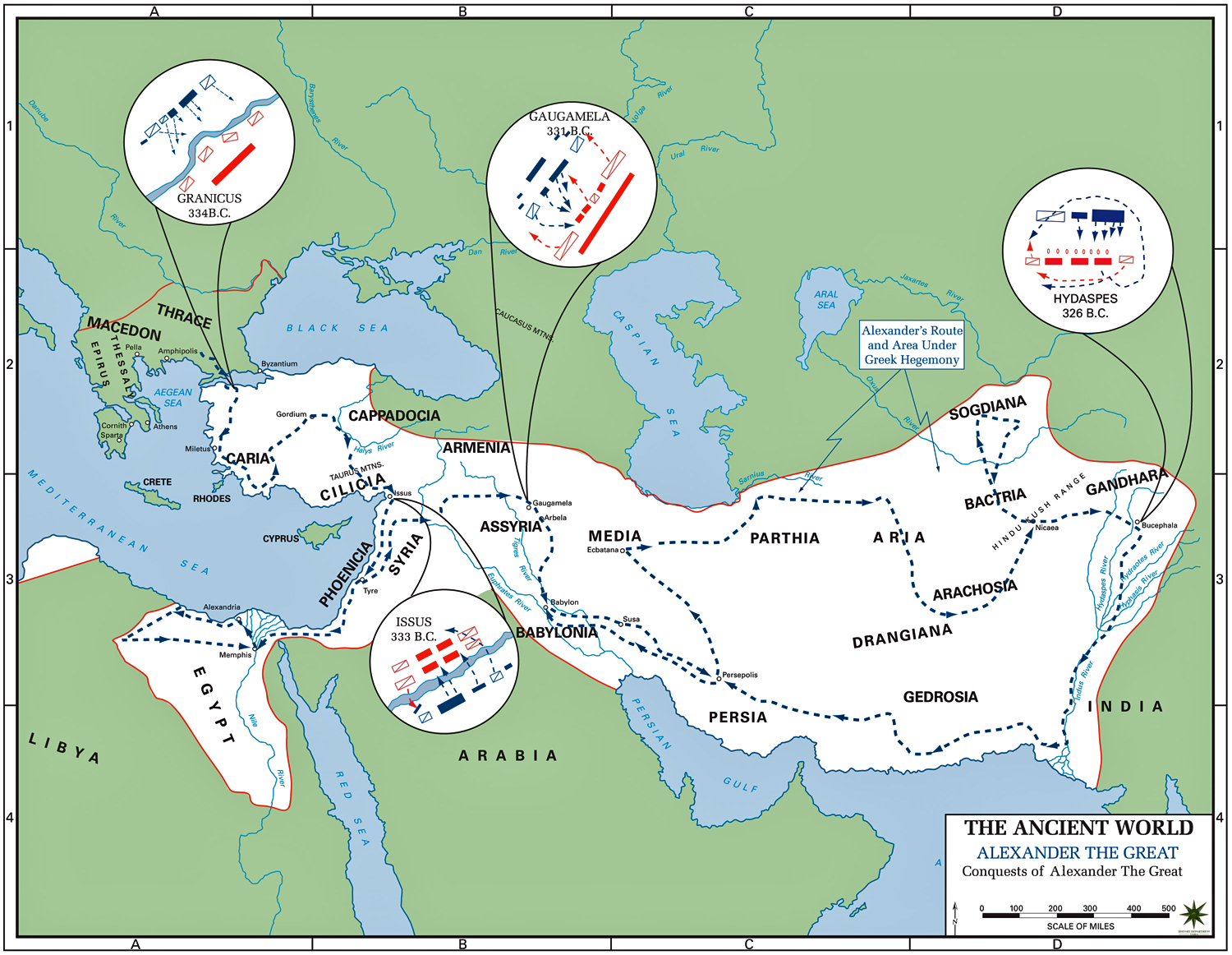 Map of Alexander the Great's Conquests
