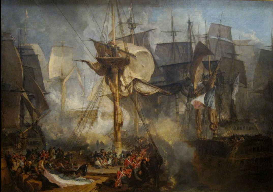 The Battle of Trafalgar (1805). Painting by J. M. W. Turner 